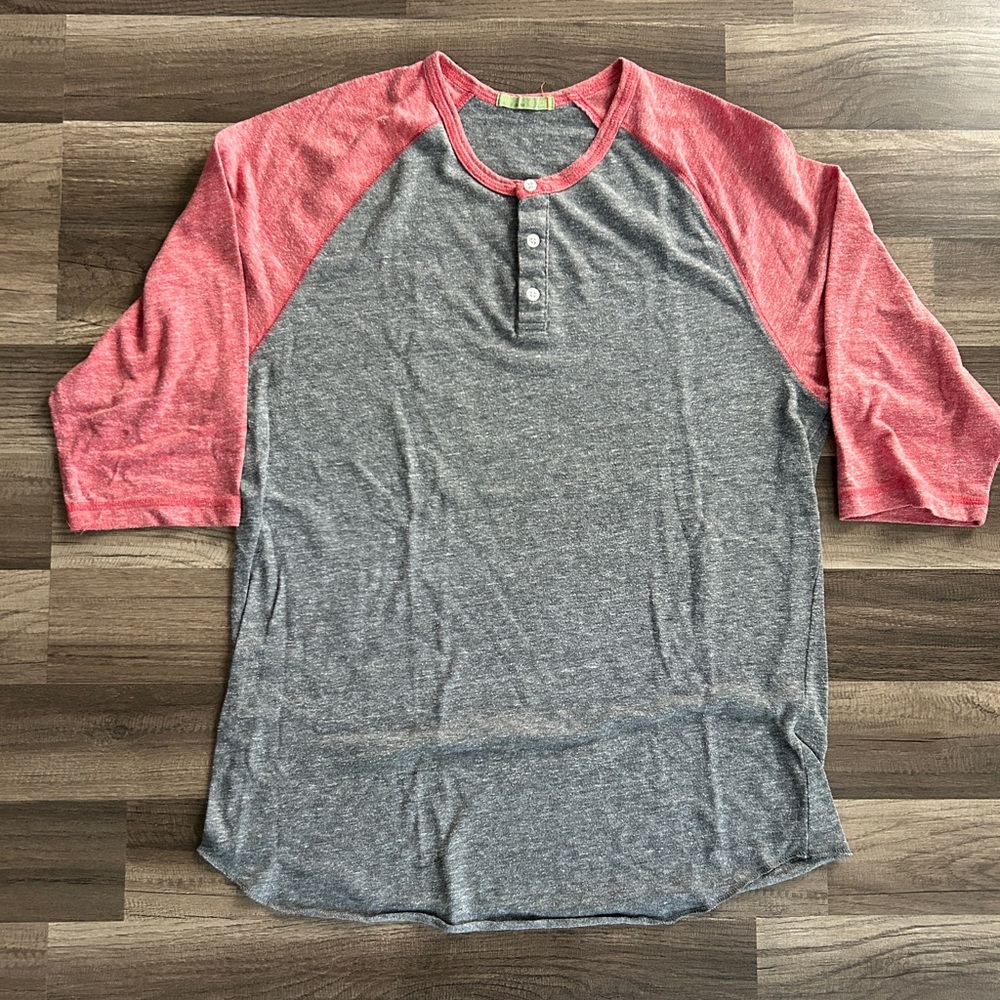 Heather Gray and Red Raglan Tee